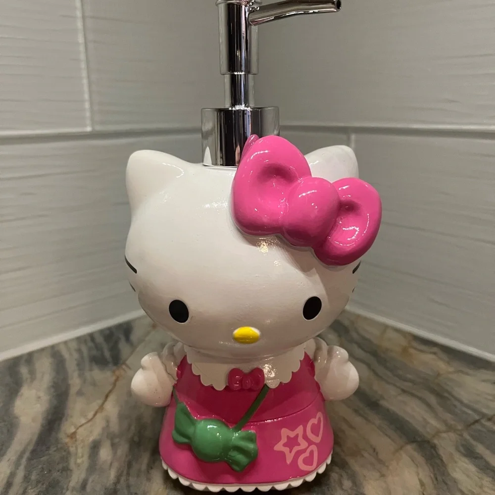 Hello Kitty Soap Dispenser Lotion Pump Pink Dress w/ Candy Purse Sanrio NEW